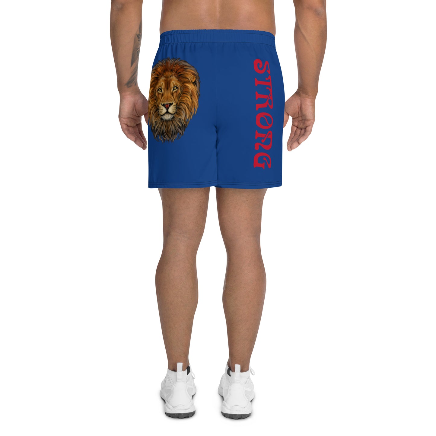 “STRONG”Blue Men's Athletic Shorts W/Red Font