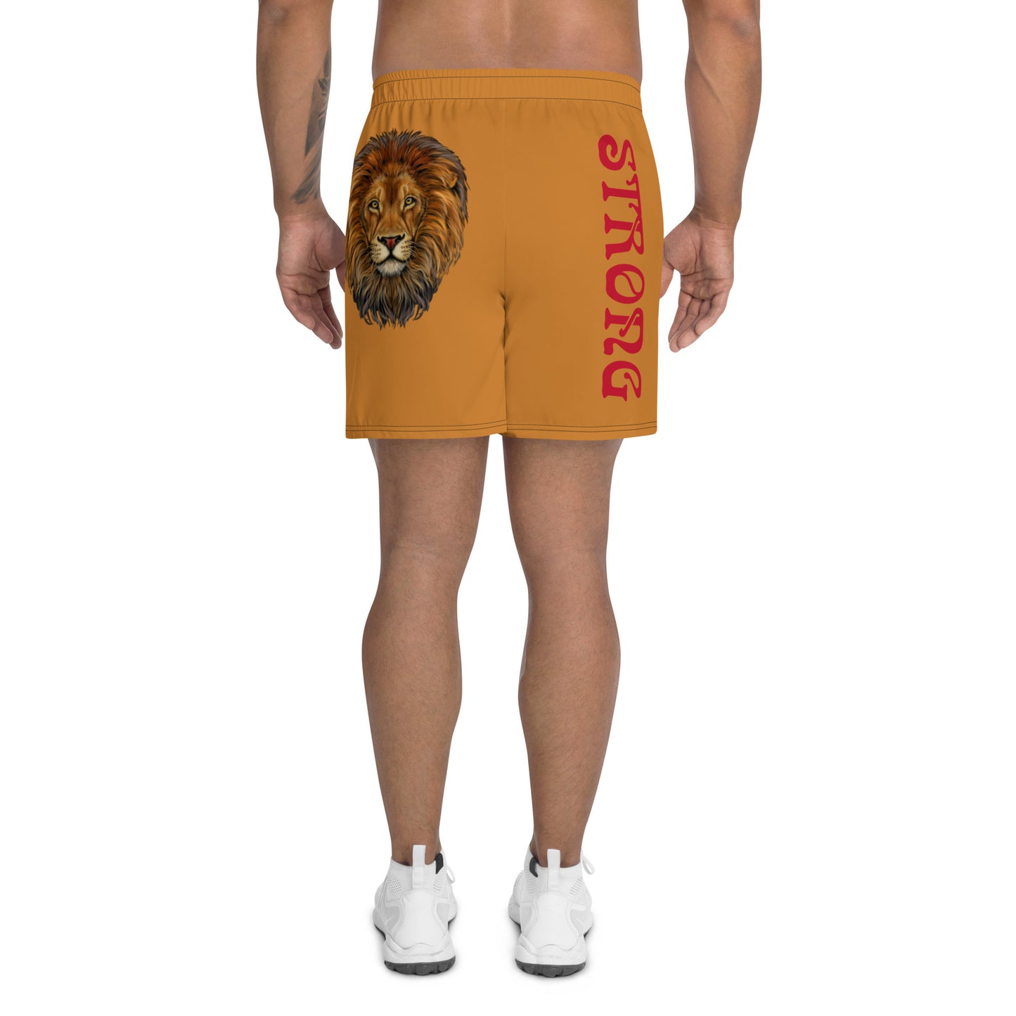 “STRONG”Bronze Men's Athletic Shorts W/Red Font