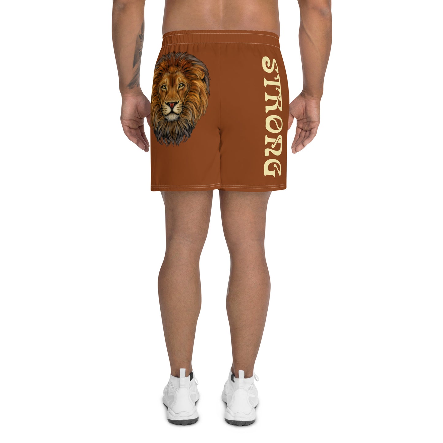 “STRONG”Brown Men's Athletic Shorts W/Banana Font