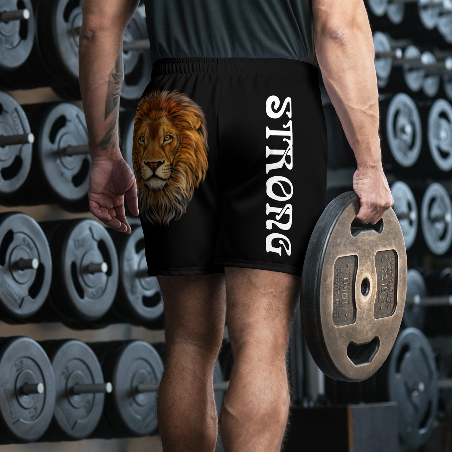 “STRONG” Black Men's Athletic Shorts W/White Font