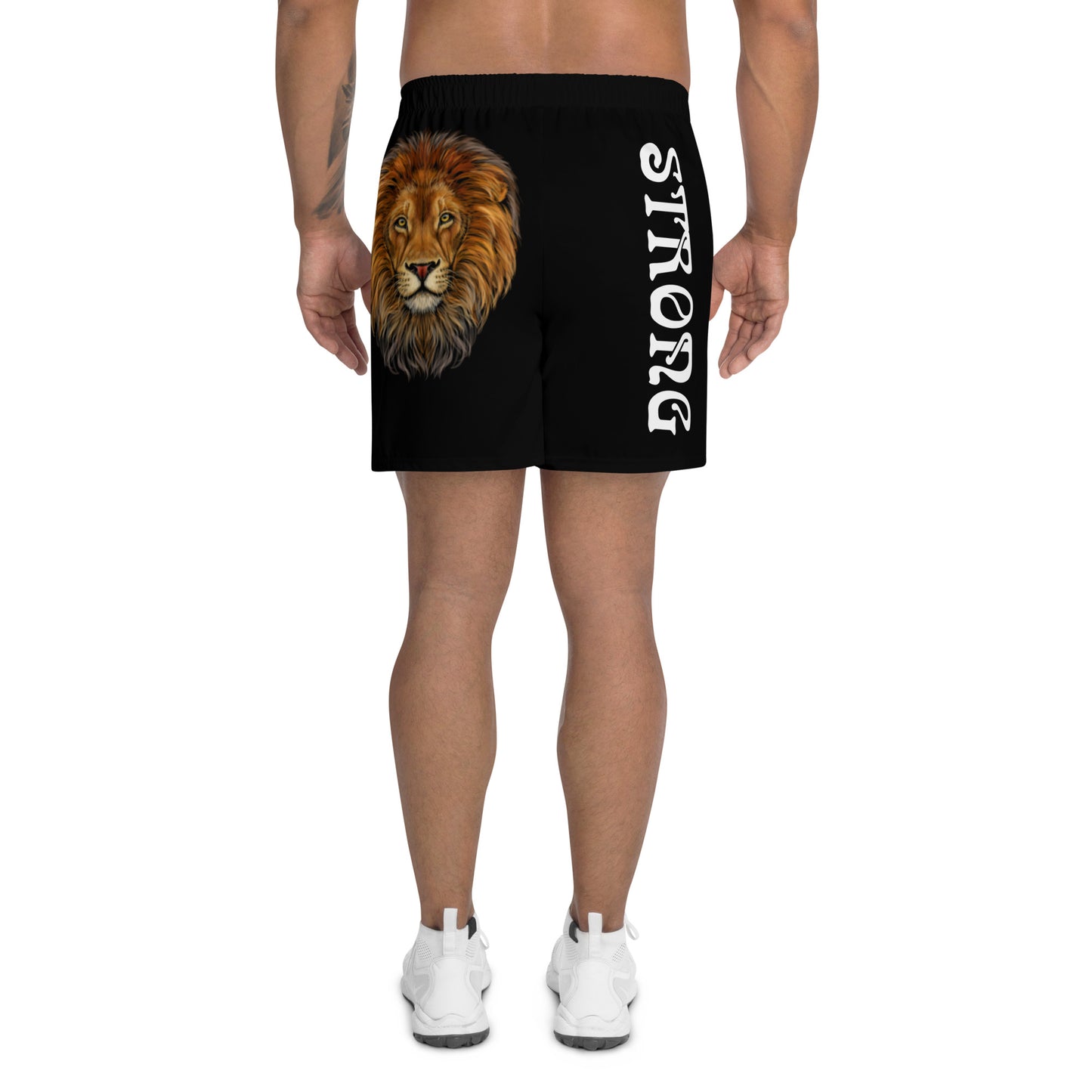 “STRONG” Black Men's Athletic Shorts W/White Font