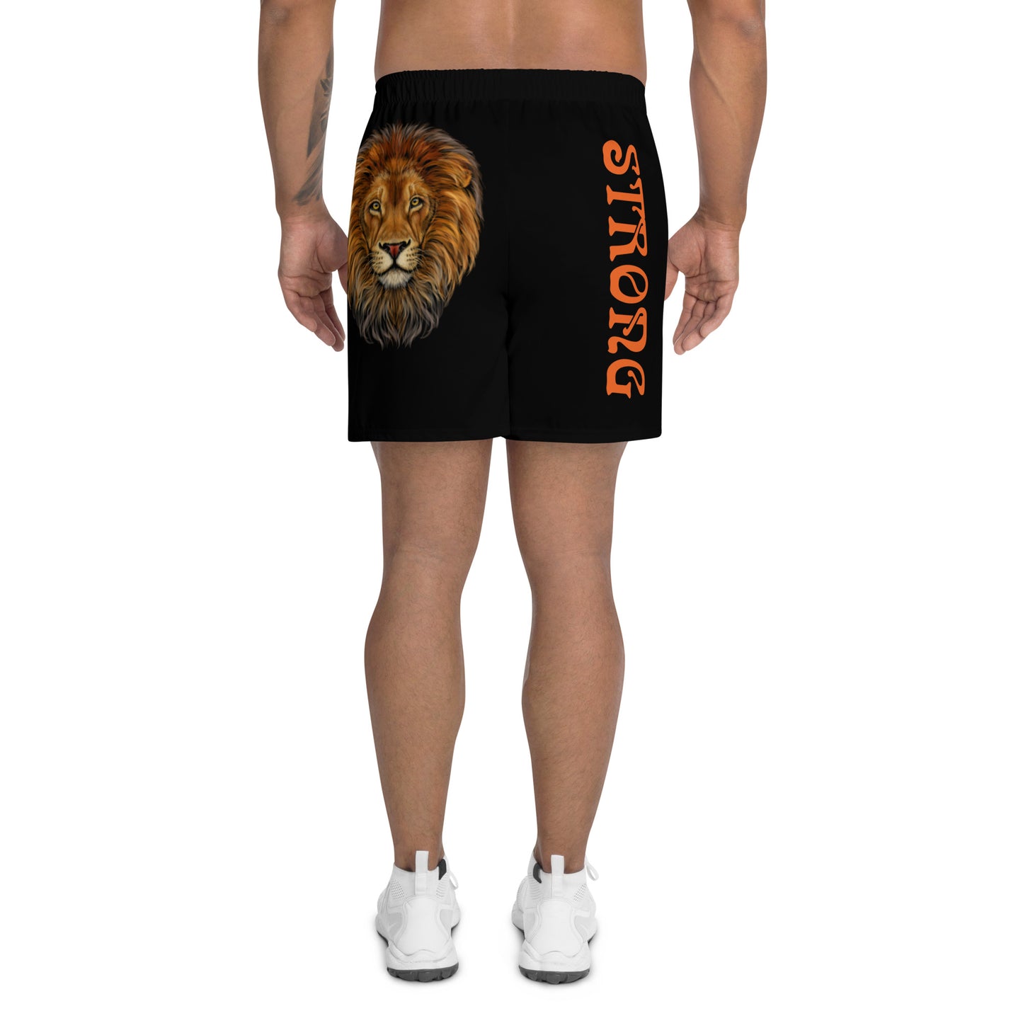 “STRONG”Black Men's Athletic Shorts W/Orange Font