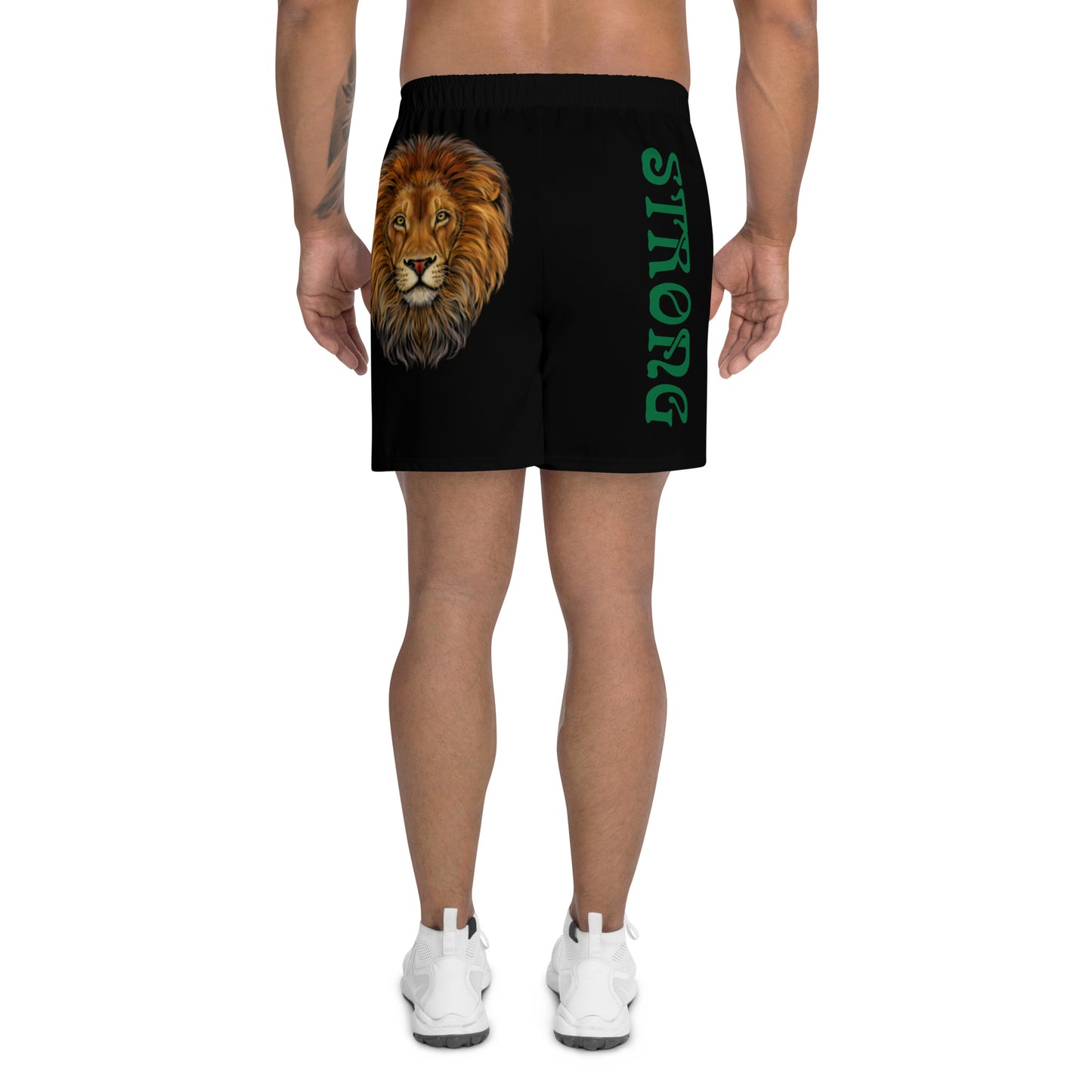 “STRONG” Black Men's Athletic Shorts W/Green Font