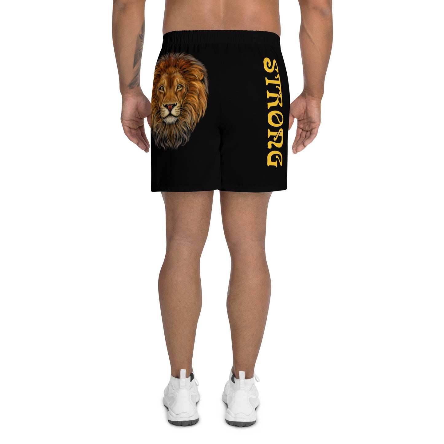 “STRONG”Black Men's Athletic Shorts W/Yellow Font