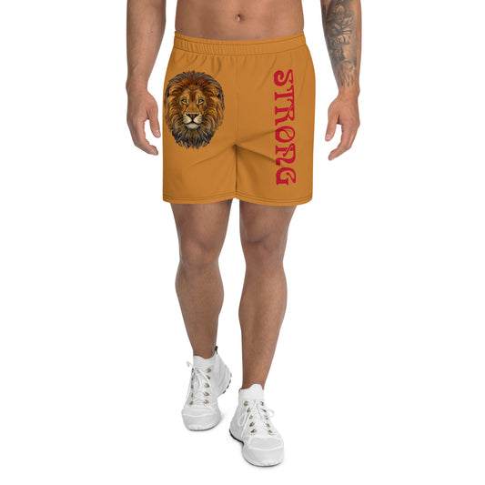 “STRONG”Bronze Men's Athletic Shorts W/Red Font