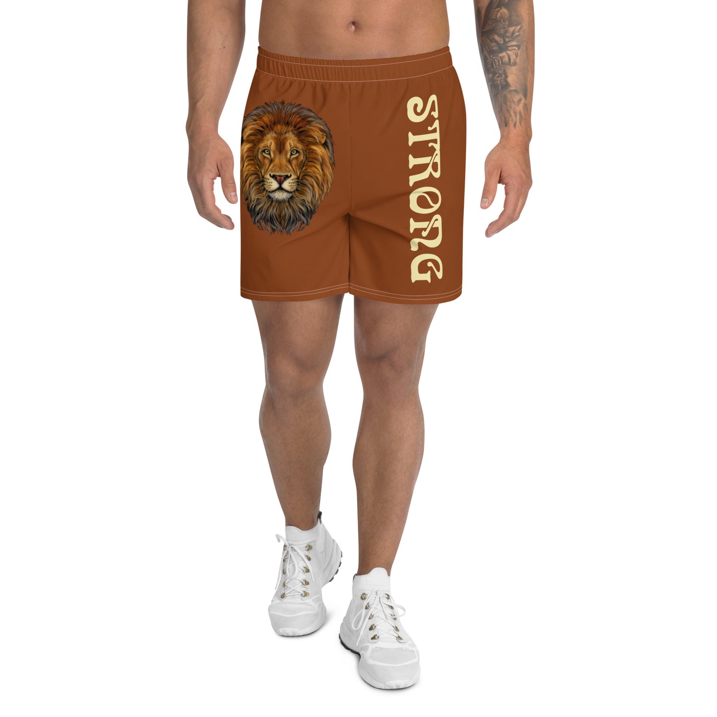 “STRONG”Brown Men's Athletic Shorts W/Banana Font