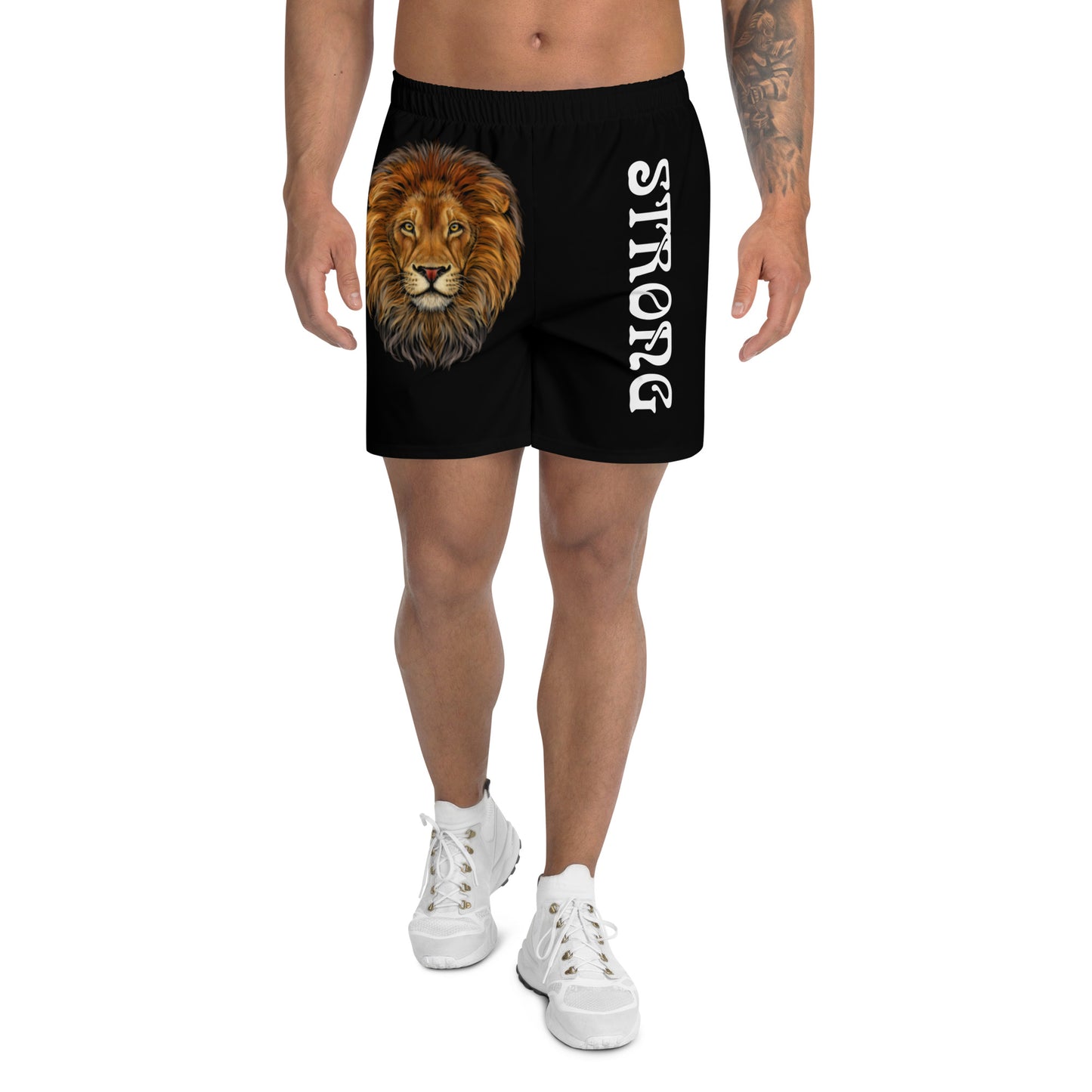 “STRONG” Black Men's Athletic Shorts W/White Font