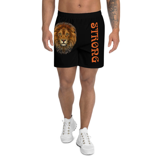 “STRONG”Black Men's Athletic Shorts W/Orange Font