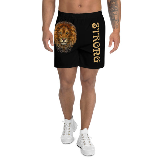 “STRONG”Black Men's Athletic Shorts W/Fawn Font