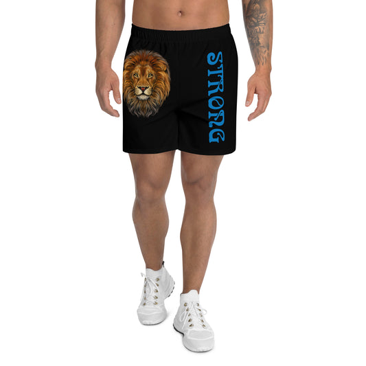 “STRONG”Black Men's Athletic Shorts W/Navy Blue Font