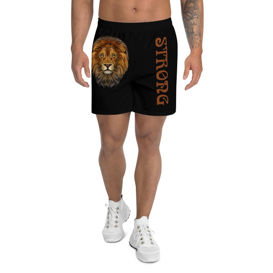 “STRONG”Black Men's Athletic Shorts W/Brown Font