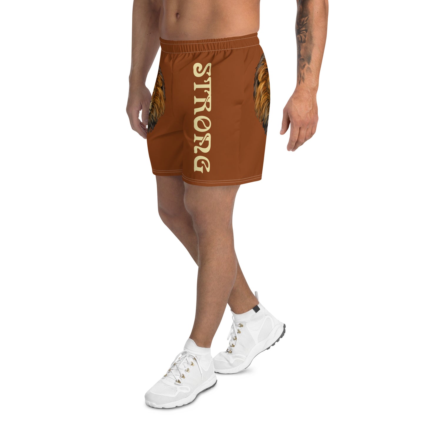 “STRONG”Brown Men's Athletic Shorts W/Banana Font