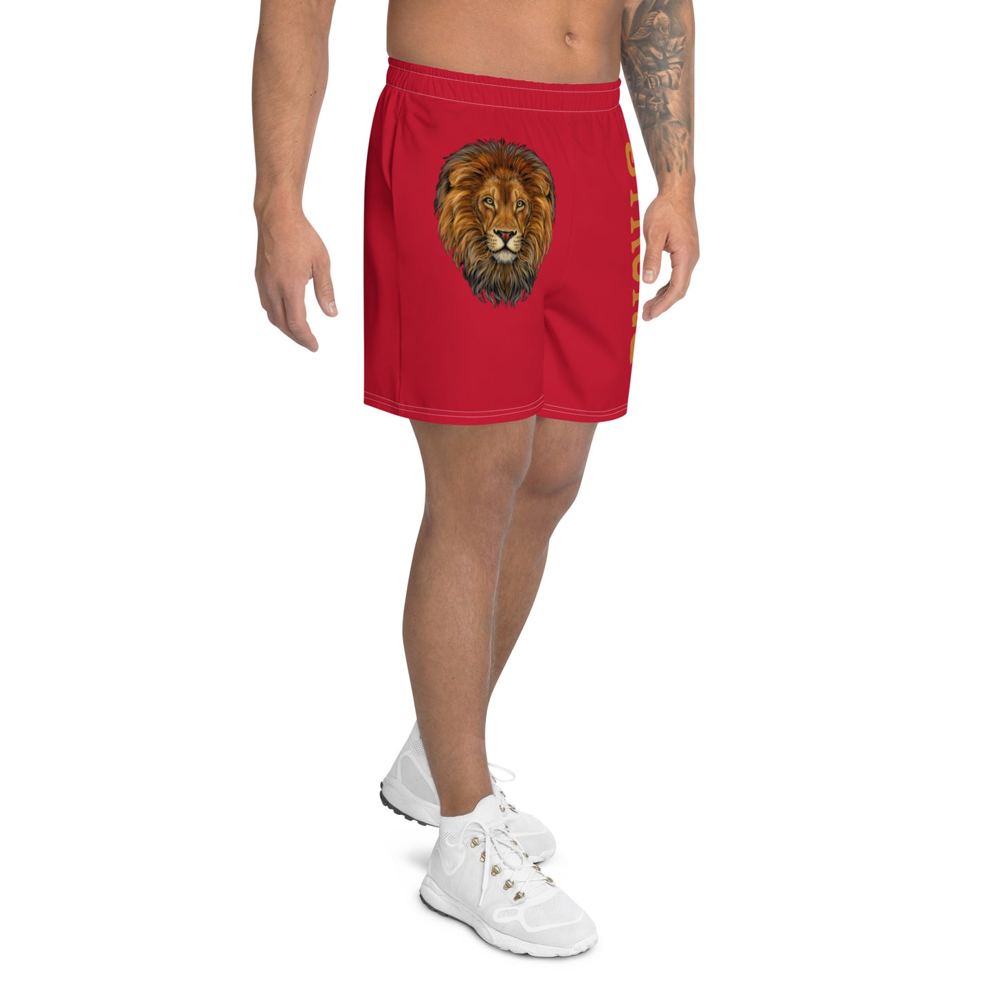 “STRONG”Red Men's Athletic Shorts W/Bronze Font