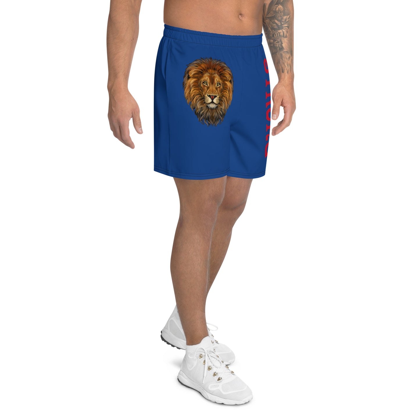 “STRONG”Blue Men's Athletic Shorts W/Red Font