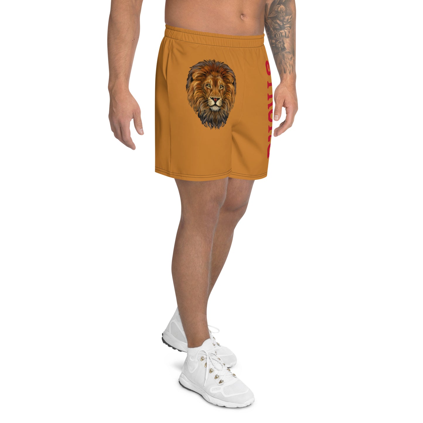 “STRONG”Bronze Men's Athletic Shorts W/Red Font