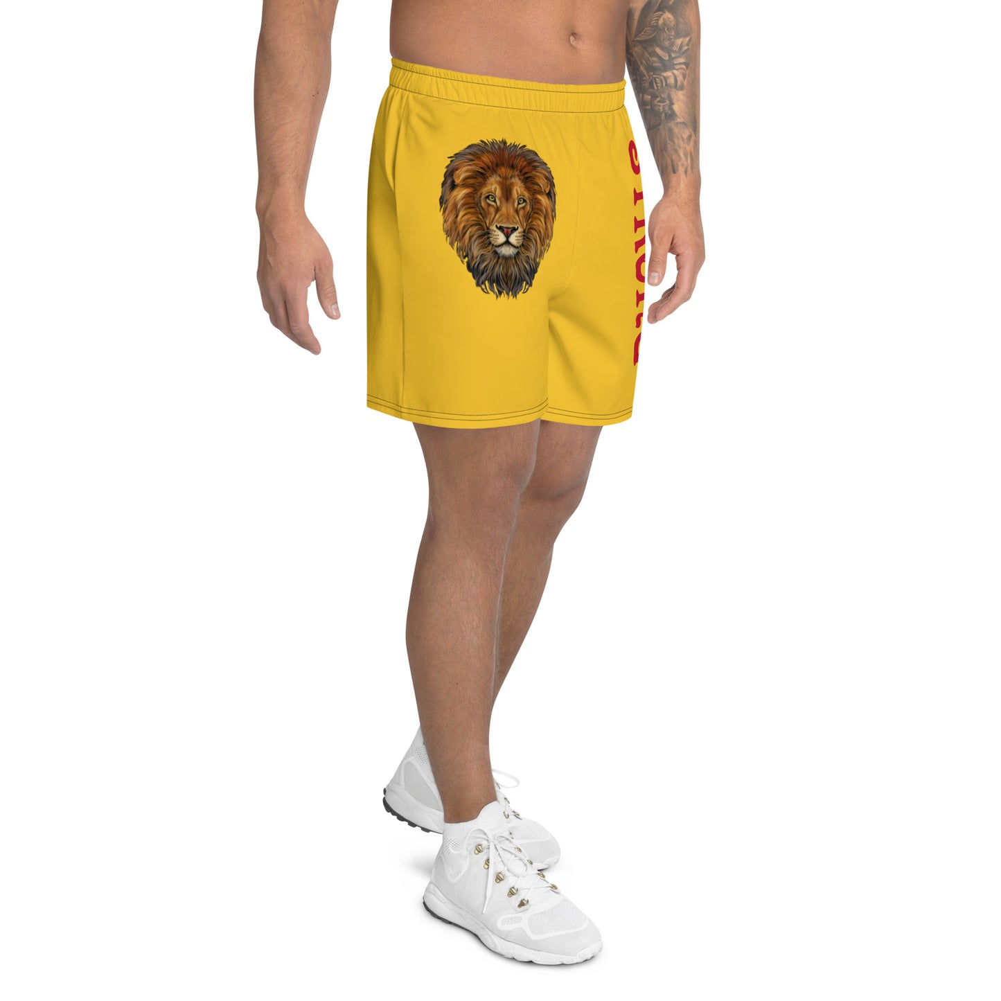 “STRONG”Yellow Men's Athletic Shorts W/Red Font