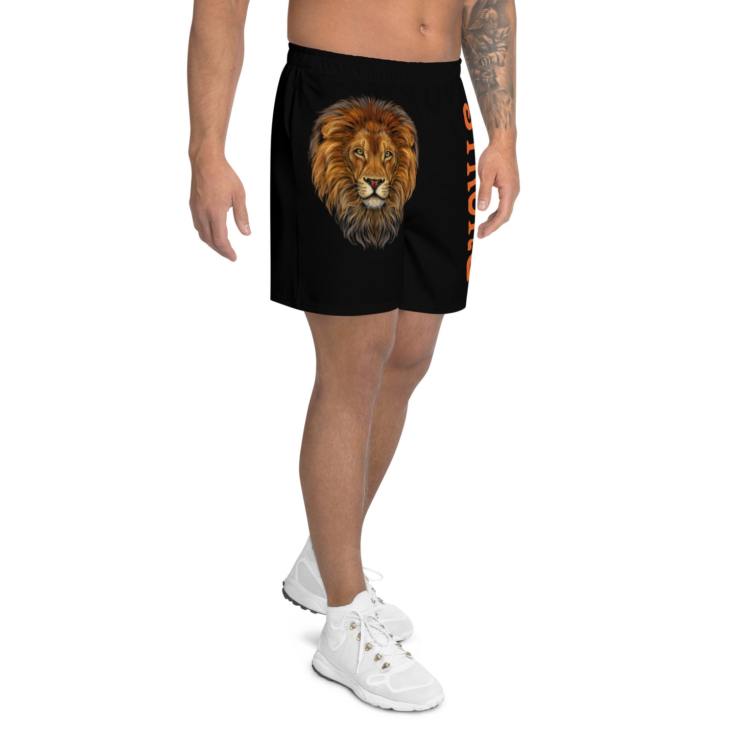 “STRONG”Black Men's Athletic Shorts W/Orange Font