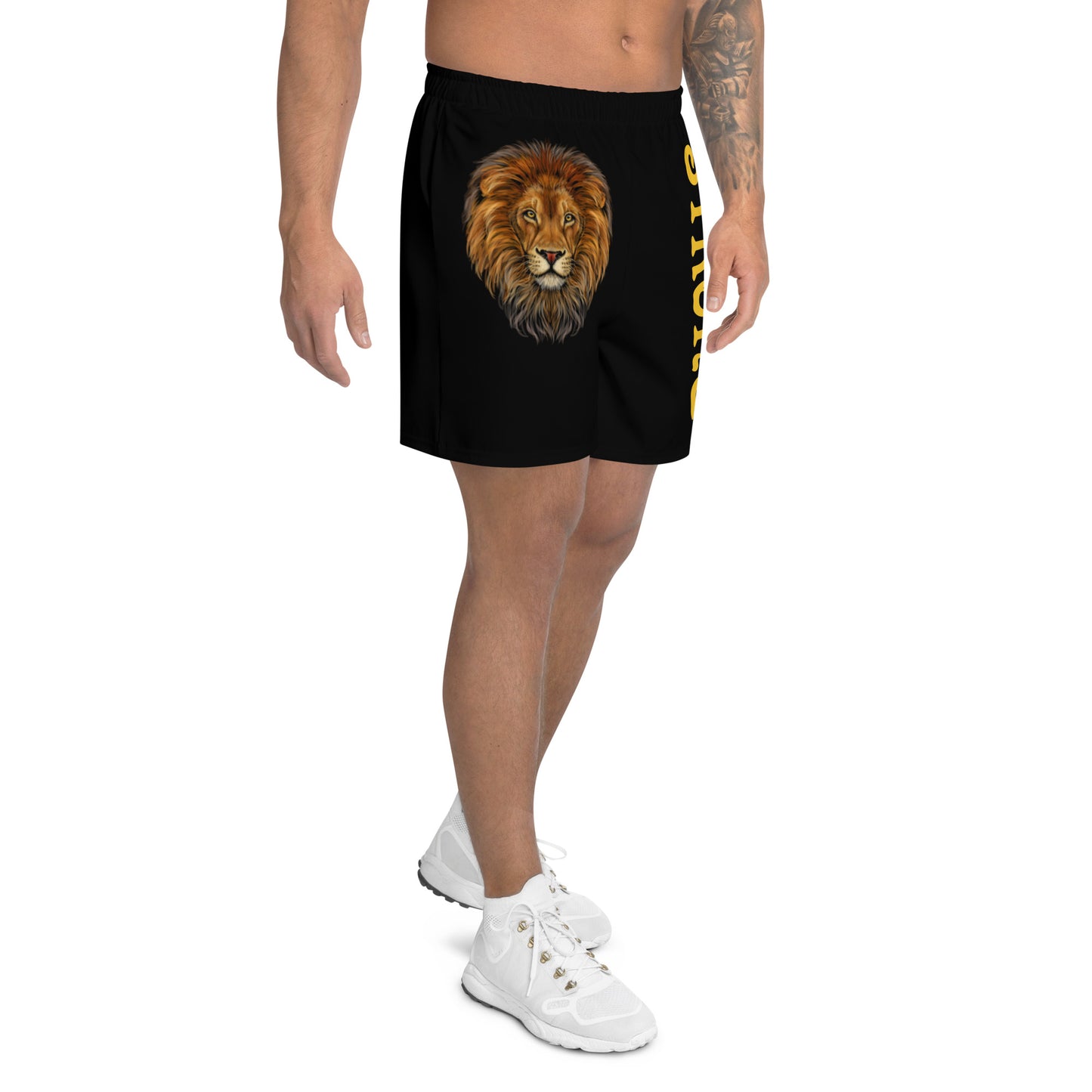 “STRONG”Black Men's Athletic Shorts W/Yellow Font