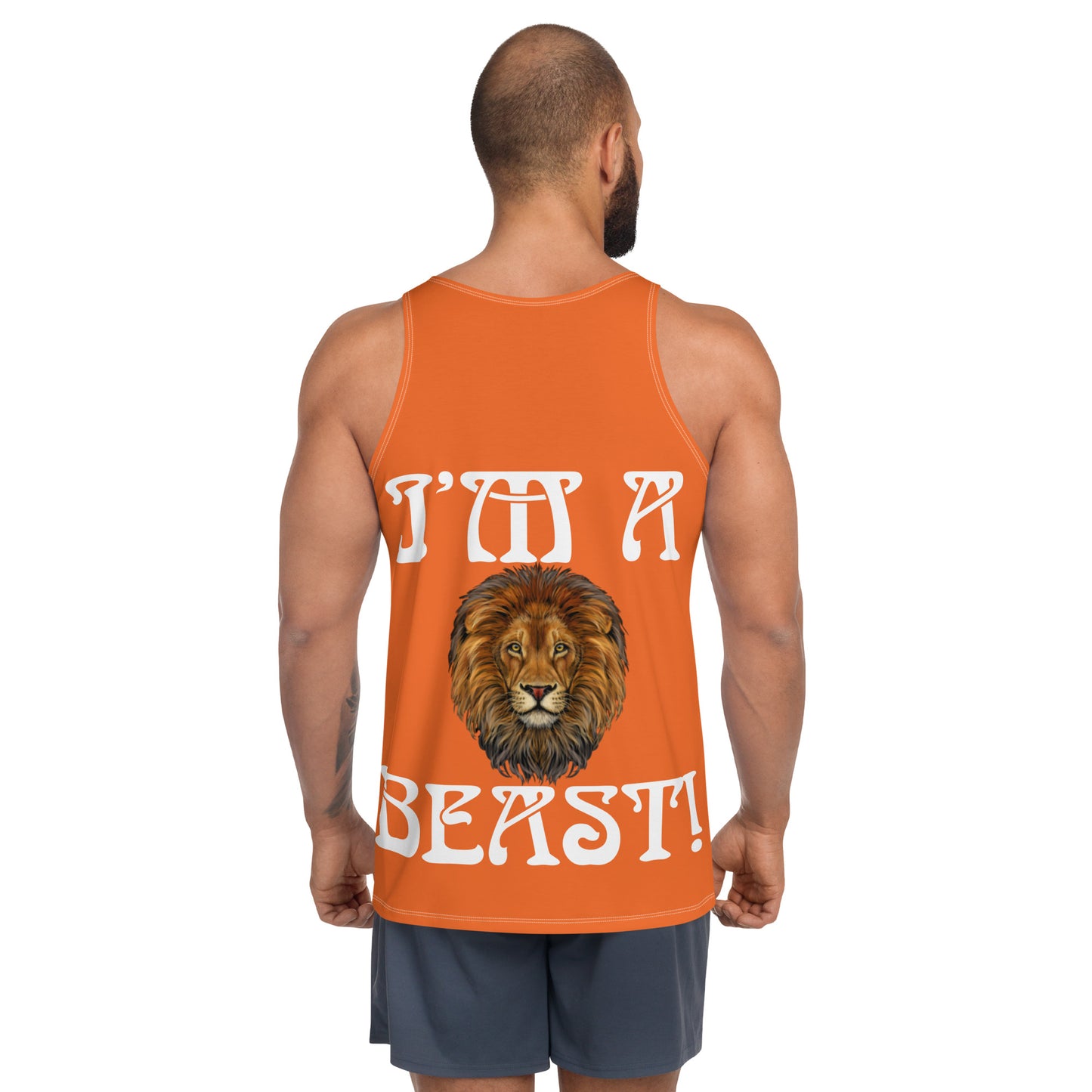 “I’M A BEAST!”Orange Men’s Tank Top W/White Font