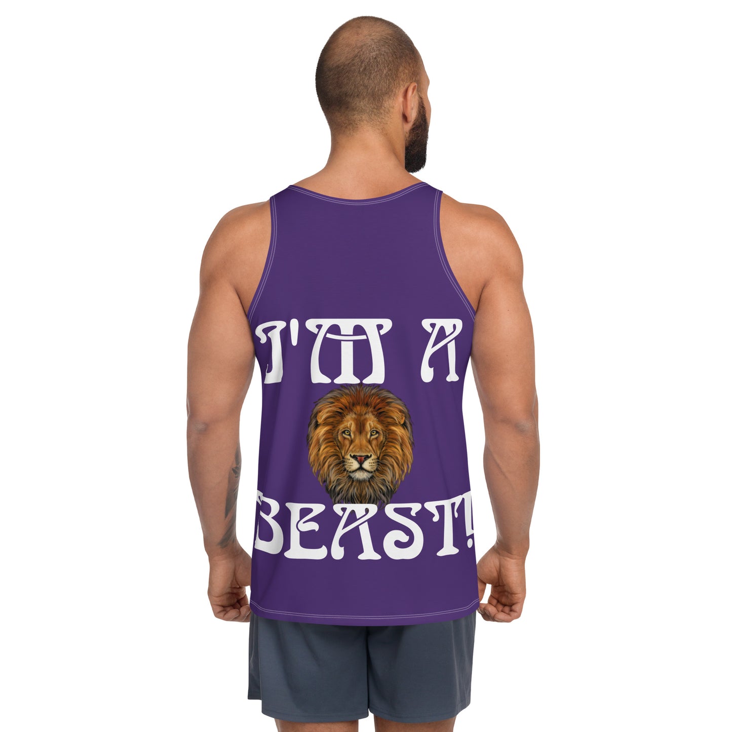 “I’M A BEAST!”Purple Men’s Tank Top W/White Font