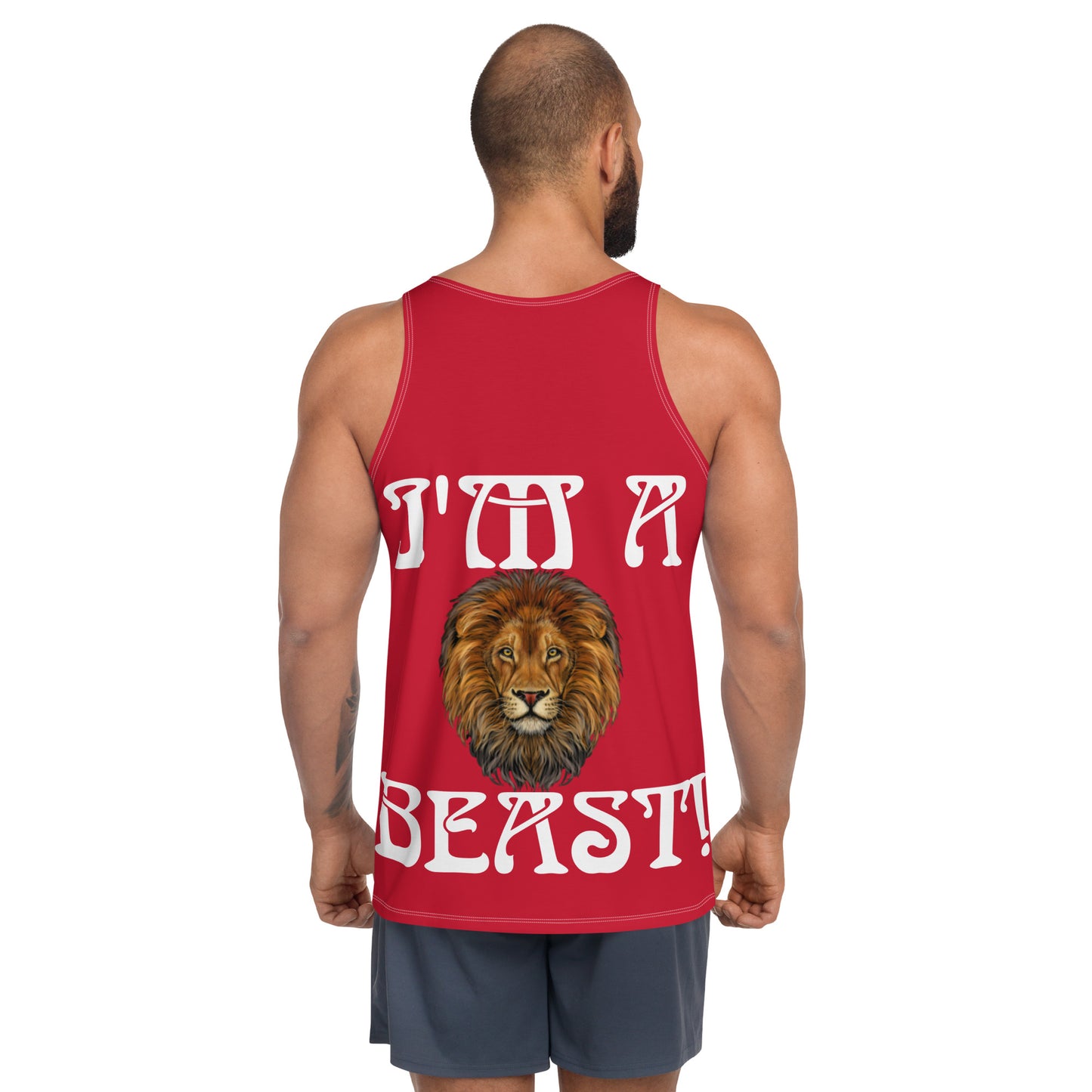 “I’M A BEAST!”Red Men’s Tank Top W/White Font