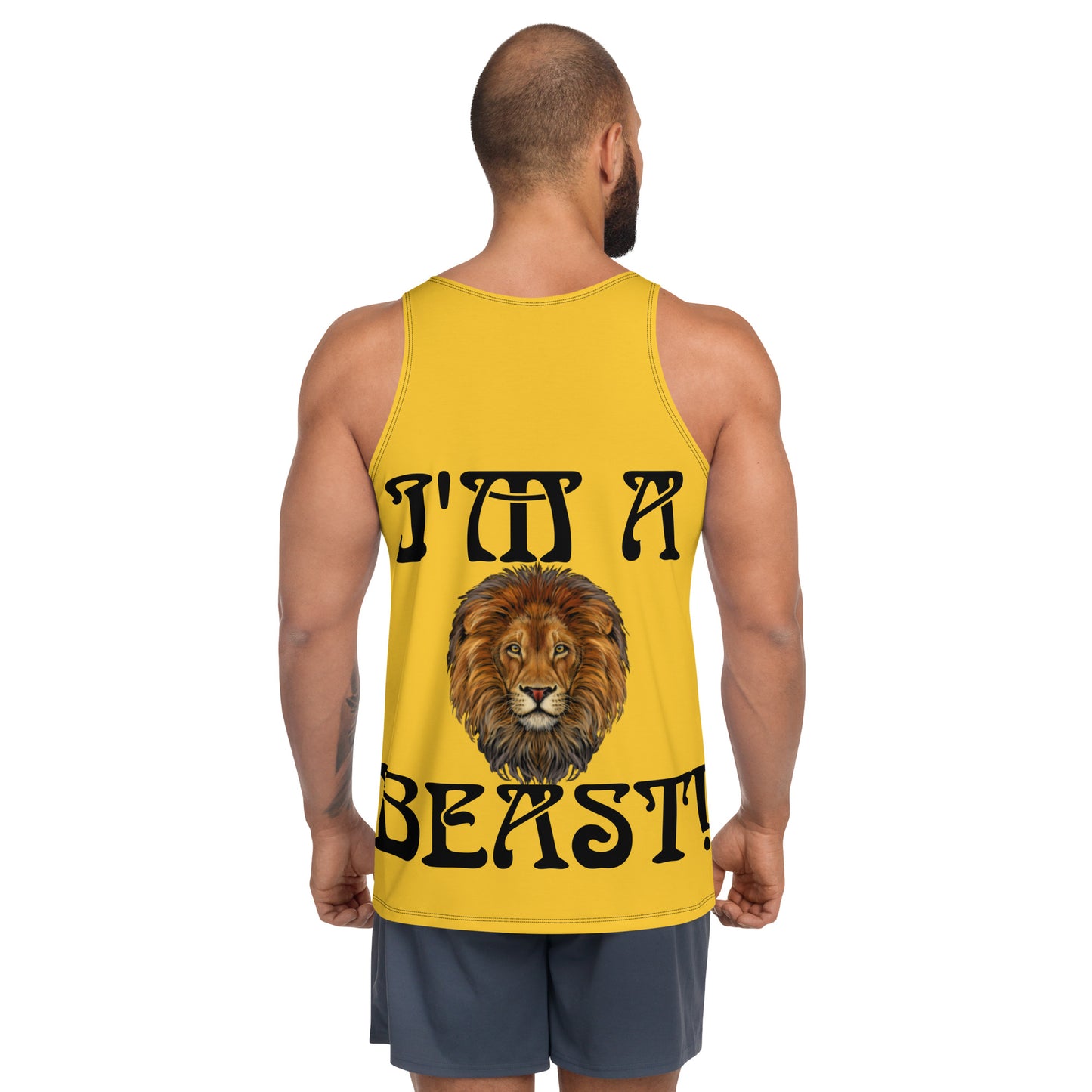 “I’M A BEAST!”Yellow Men’s Tank Top W/Black Font