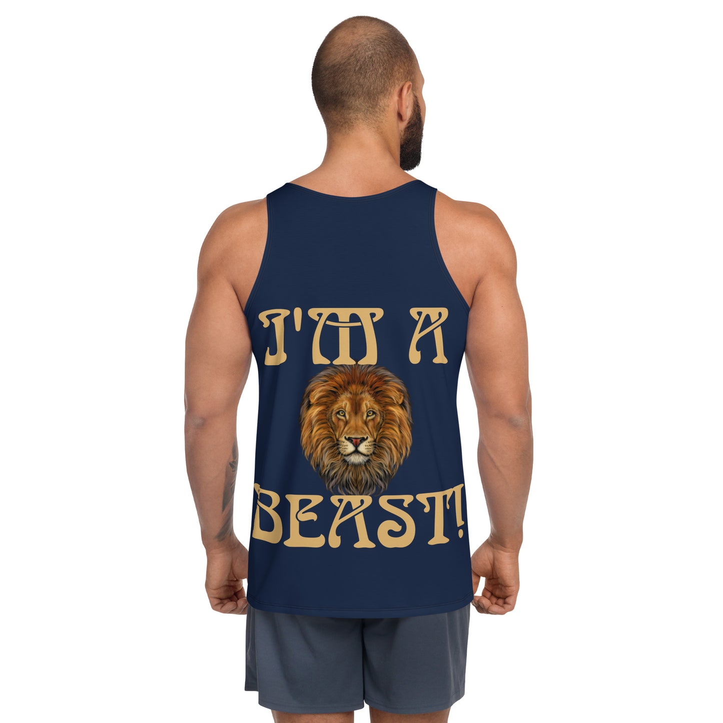 “I’M A BEAST!”Navy Men’s Tank Top W/Fawn Font