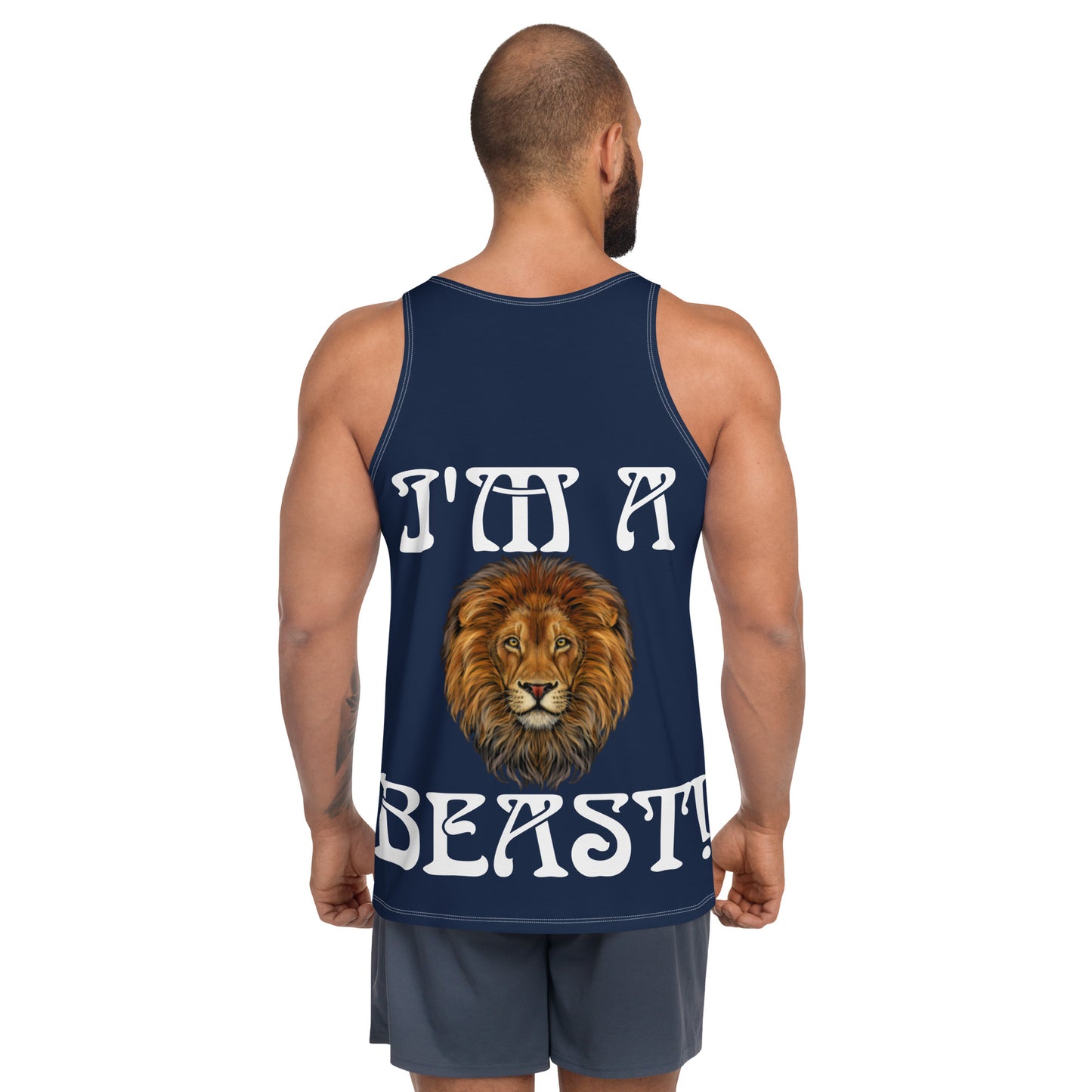 “I’M A BEAST!”Navy Men’s Tank Top W/White Font