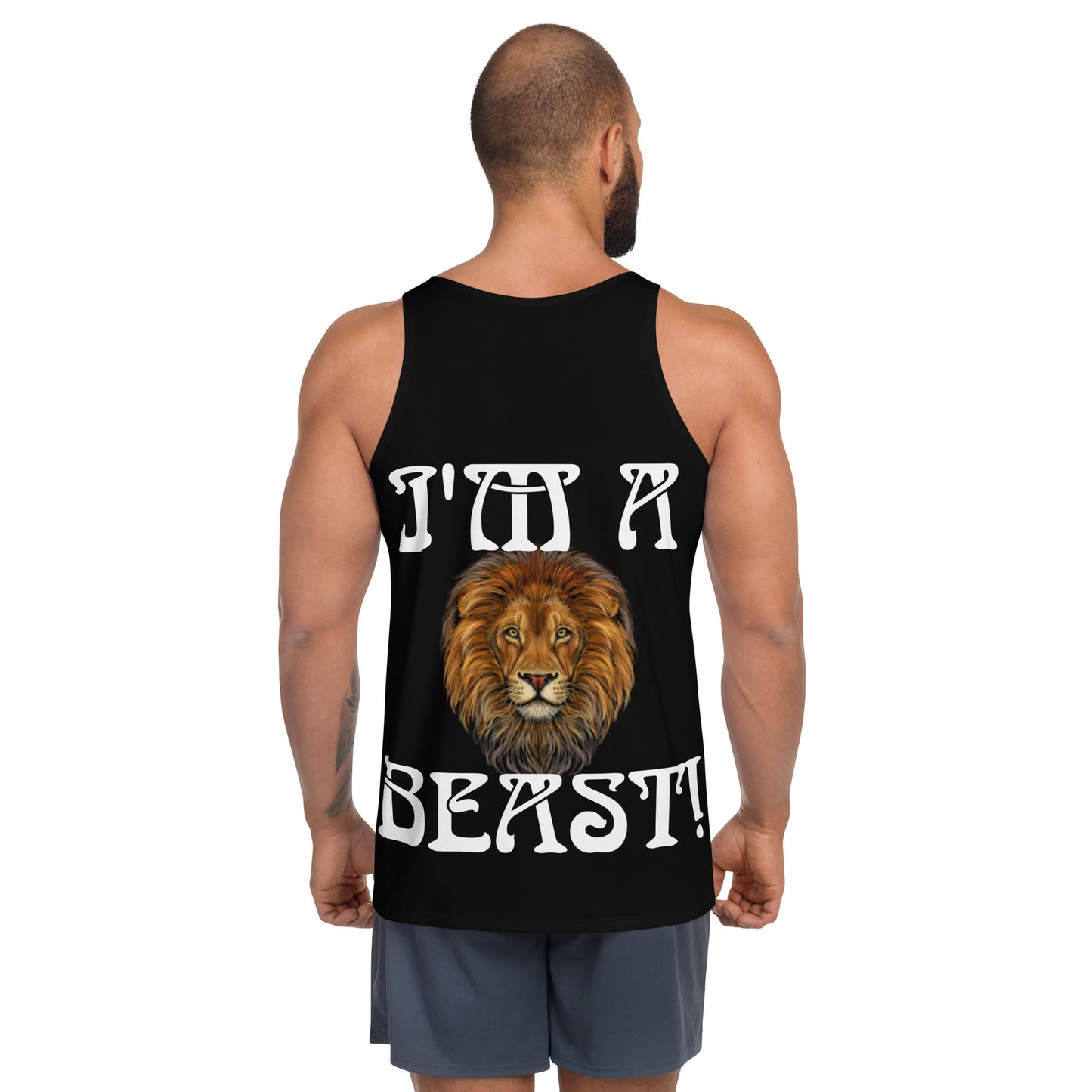 I’M A BEAST!”Black Men’s Tank Top W/White Font