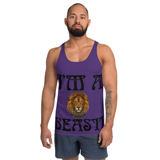 “I’M A BEAST!”Purple Men’s Tank Top W/Black Font