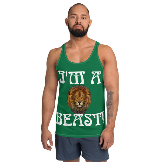 “I’M A BEAST!”Green Men’s Tank Top W/White Font