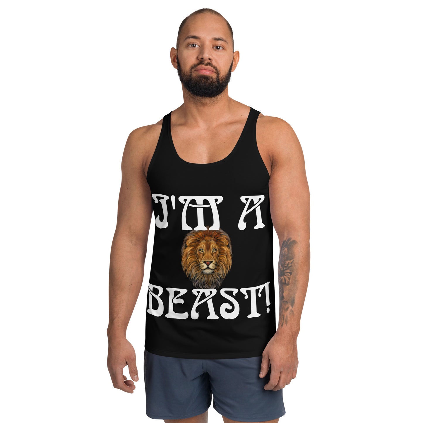 I’M A BEAST!”Black Men’s Tank Top W/White Font