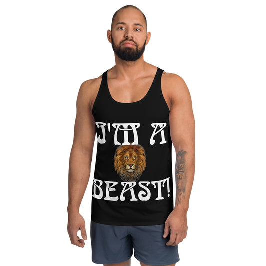 I’M A BEAST!”Black Men’s Tank Top W/White Font