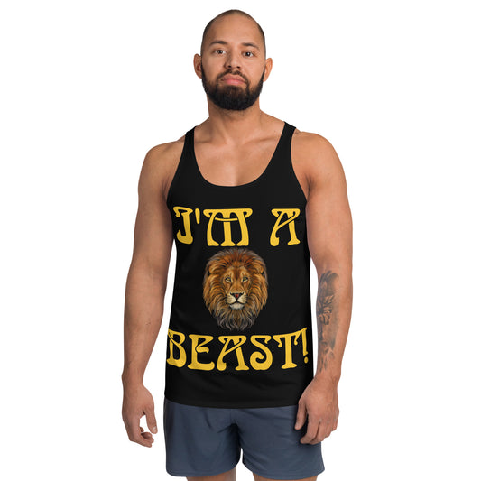 “I’M A BEAST!”Black Men’s Tank Top W/Yellow Font