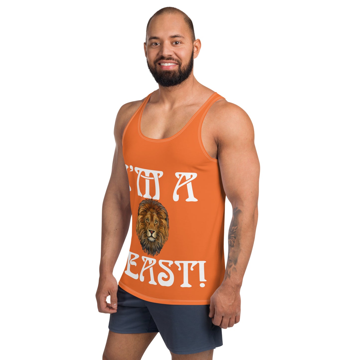 “I’M A BEAST!”Orange Men’s Tank Top W/White Font