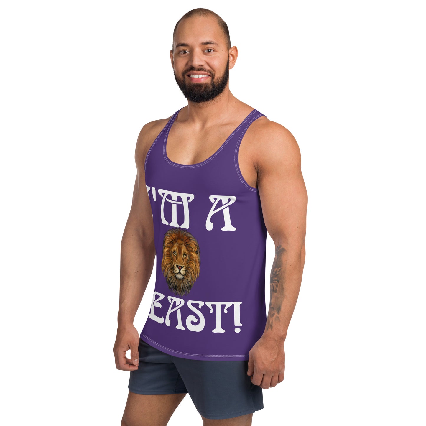 “I’M A BEAST!”Purple Men’s Tank Top W/White Font