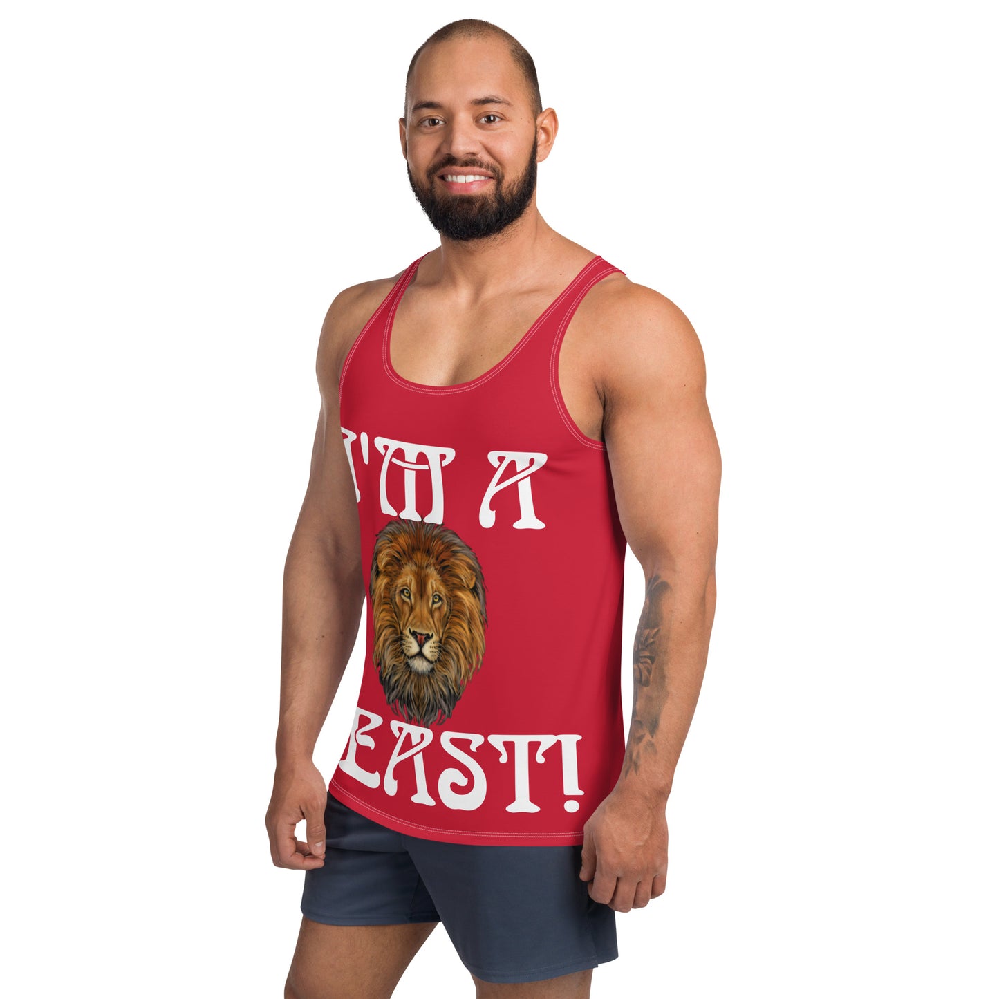 “I’M A BEAST!”Red Men’s Tank Top W/White Font