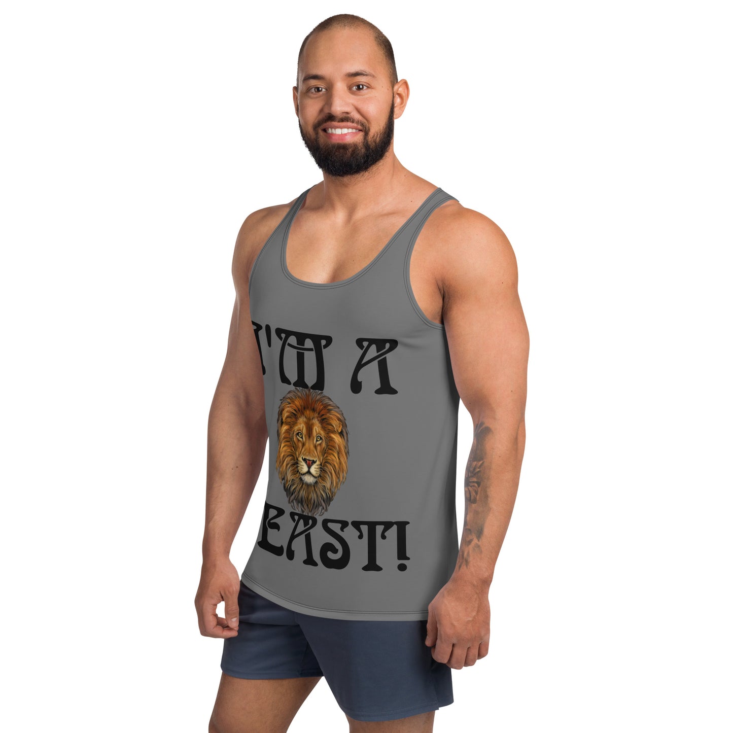 “I’M A BEAST!”Grey Men’s Tank Top W/Black Font
