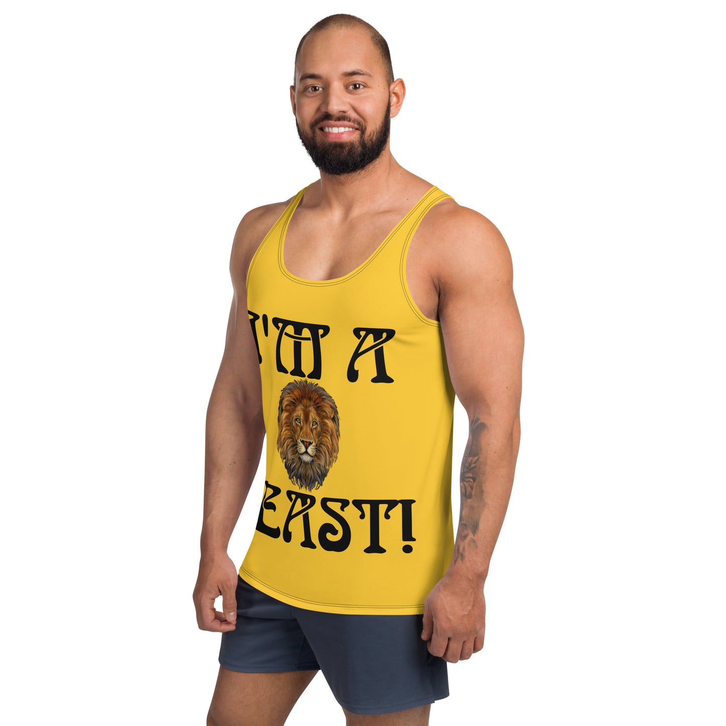 “I’M A BEAST!”Yellow Men’s Tank Top W/Black Font