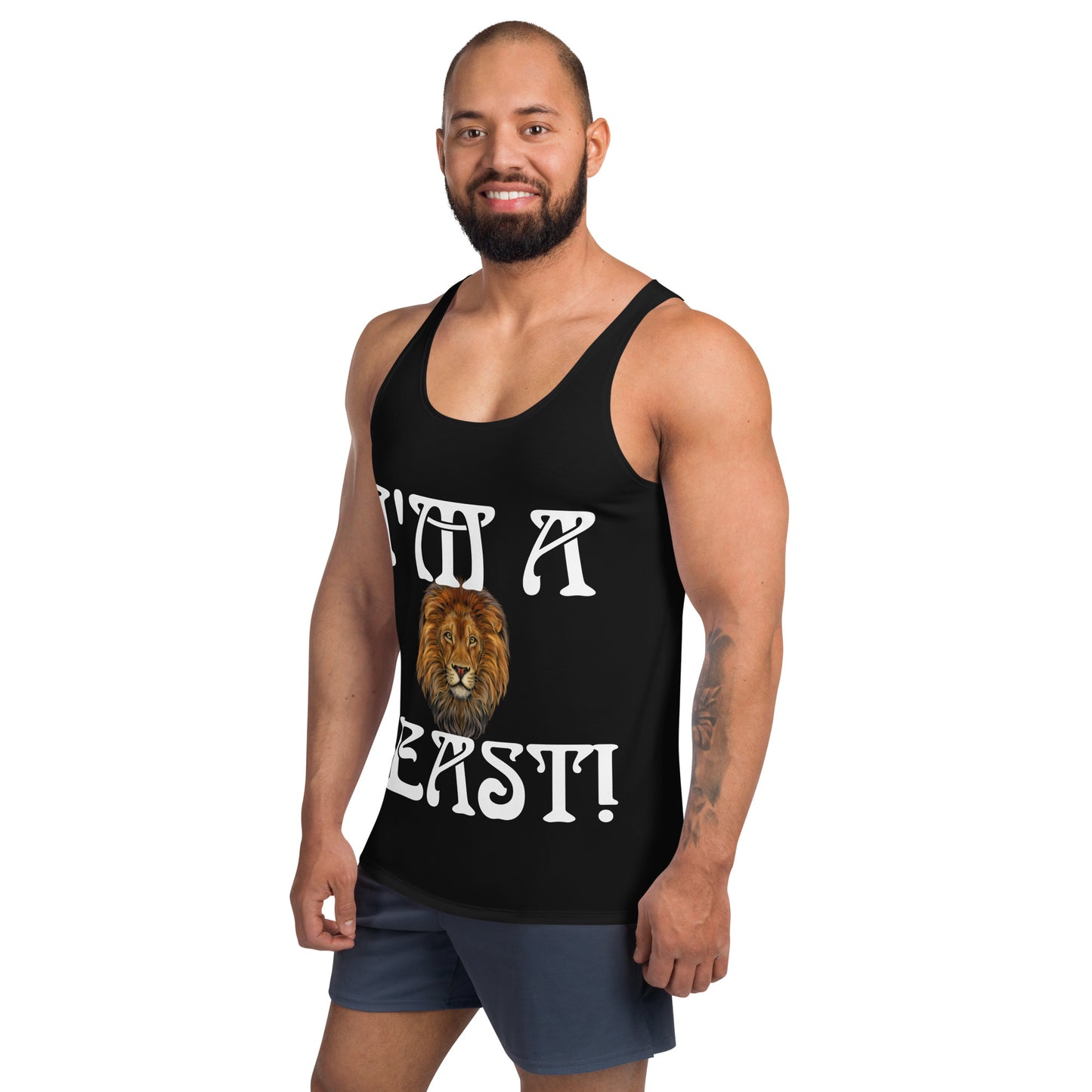 I’M A BEAST!”Black Men’s Tank Top W/White Font