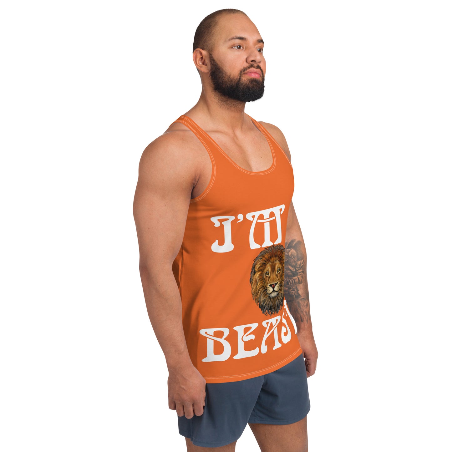 “I’M A BEAST!”Orange Men’s Tank Top W/White Font