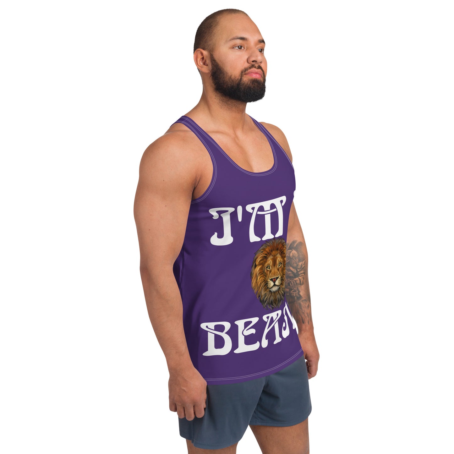 “I’M A BEAST!”Purple Men’s Tank Top W/White Font