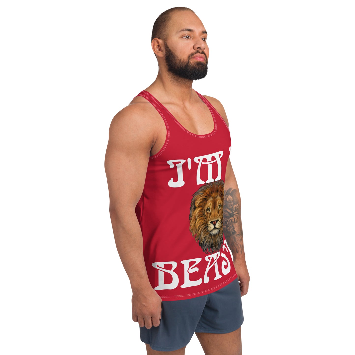 “I’M A BEAST!”Red Men’s Tank Top W/White Font