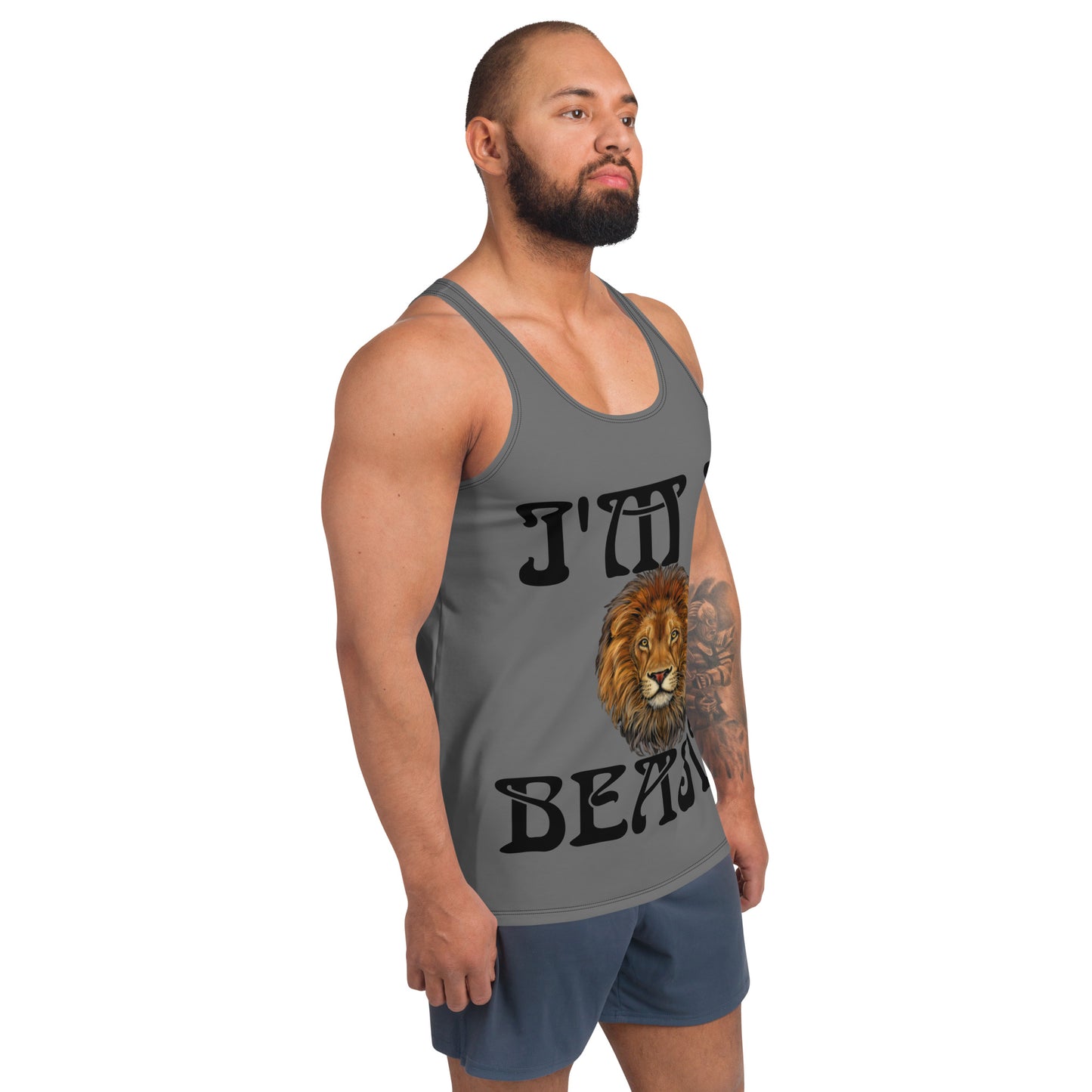 “I’M A BEAST!”Grey Men’s Tank Top W/Black Font