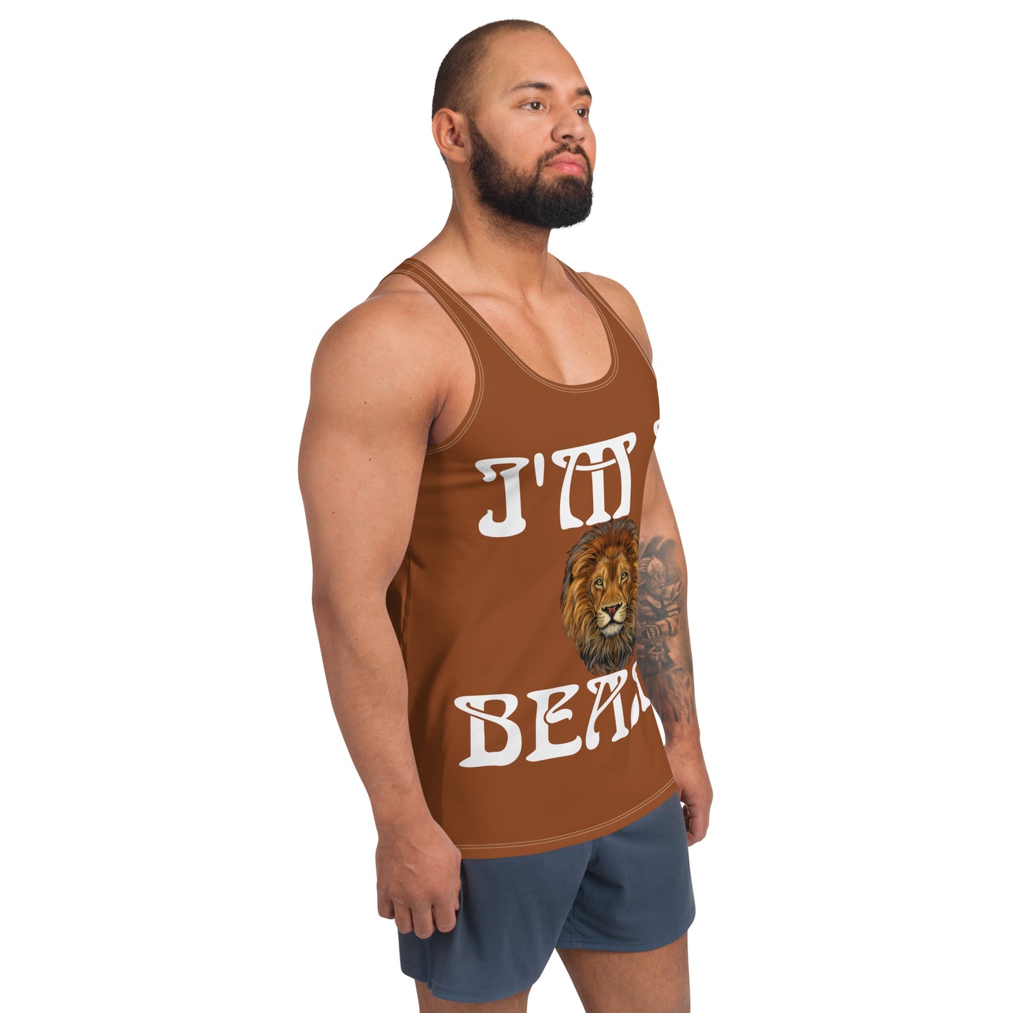 “I’M A BEAST!”Brown Men’s Tank Top W/White Font