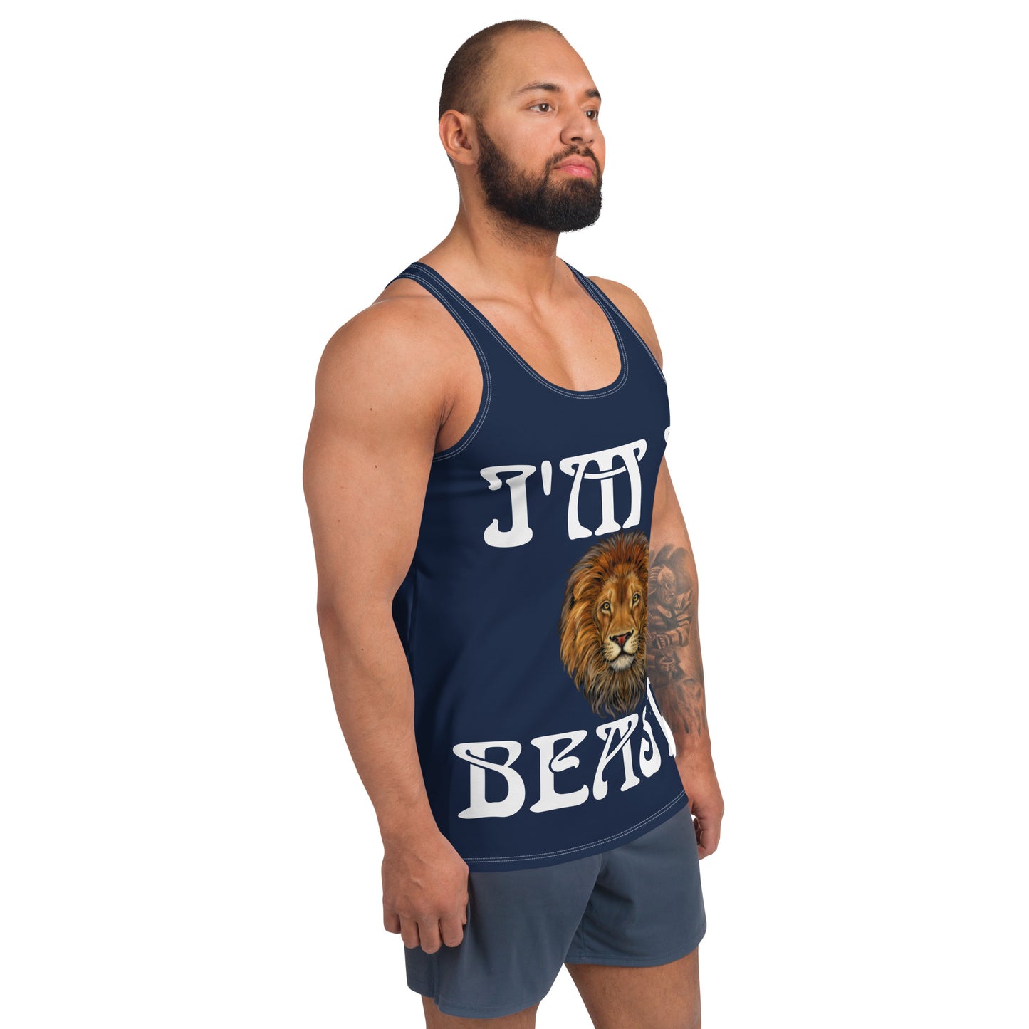 “I’M A BEAST!”Navy Men’s Tank Top W/White Font