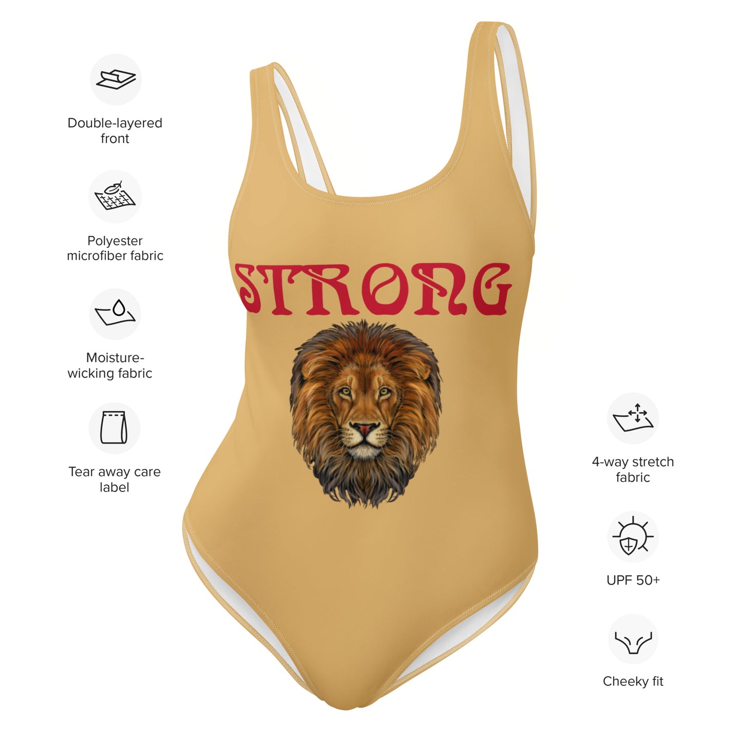 “STRONG” Fawn One-Piece Swimsuit W/Red Font