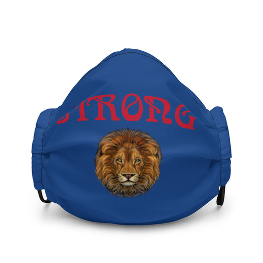 Blue "STRONG"Premium Face Mask W/Red Font