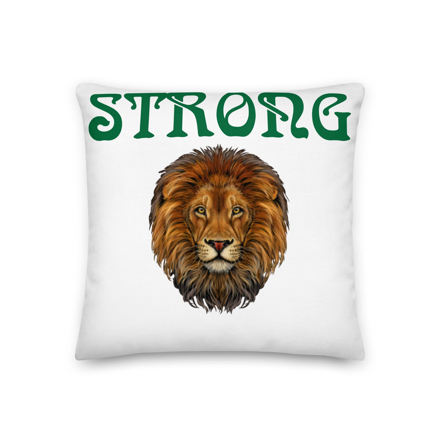 “STRONG”WHITE Premium Pillow W/Green Font