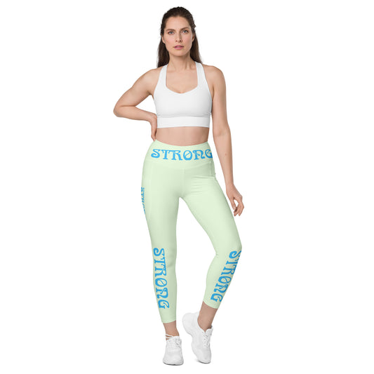 “STRONG” Panache Leggings W/Pockets & SkyBlue Font